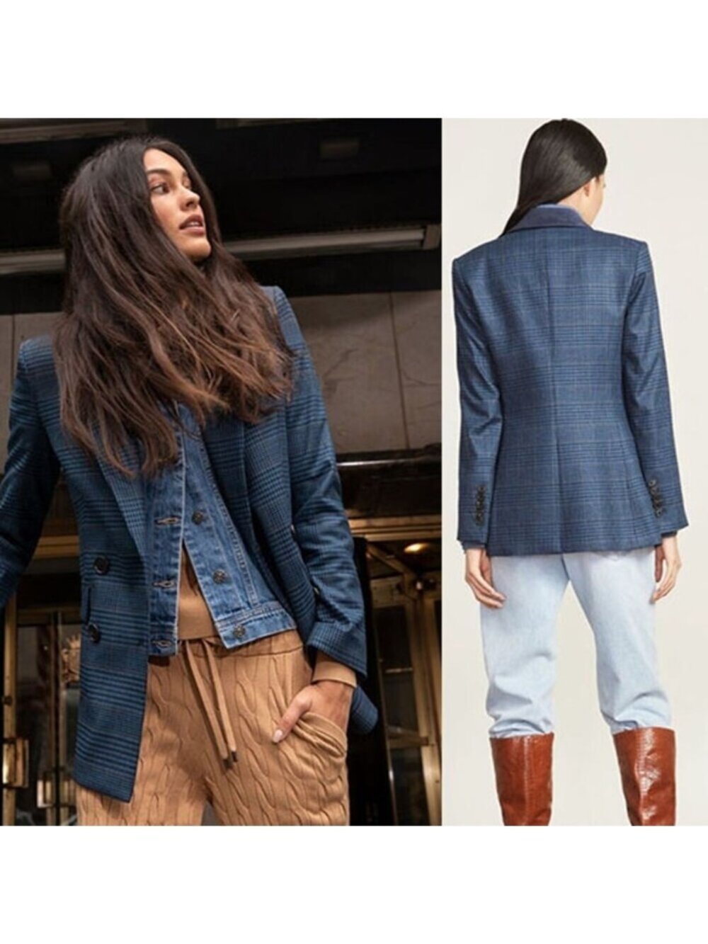 NEW Veronica Beard Ellette Plaid Dickey Long Sleeve Jacket Blue Size: 2